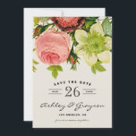 Flores botánicas salvan la fecha del anuncio II<br><div class="desc">Rustic salva el anuncio de fecha con peonías vintage,  rosas y otras flores. Perfecto para los bodas temáticos vintage,  bohemio o chic. Los elementos coincidentes están disponibles en mi tienda.</div>