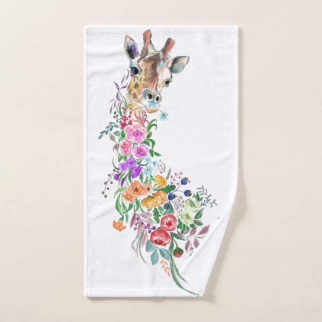 Flores Bouquet Giraffe Toallas de baño (Toalla de mano)