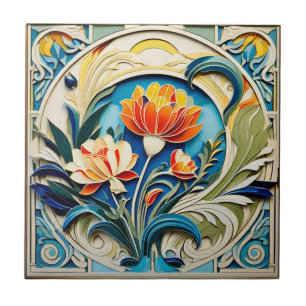 Flores Brillantes Azulejos de Cerámica Art Deco