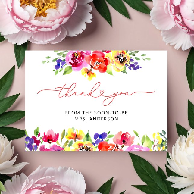 Flores Brillantes Ducha Bridal Tarjeta de agradeci (Subido por el creador)