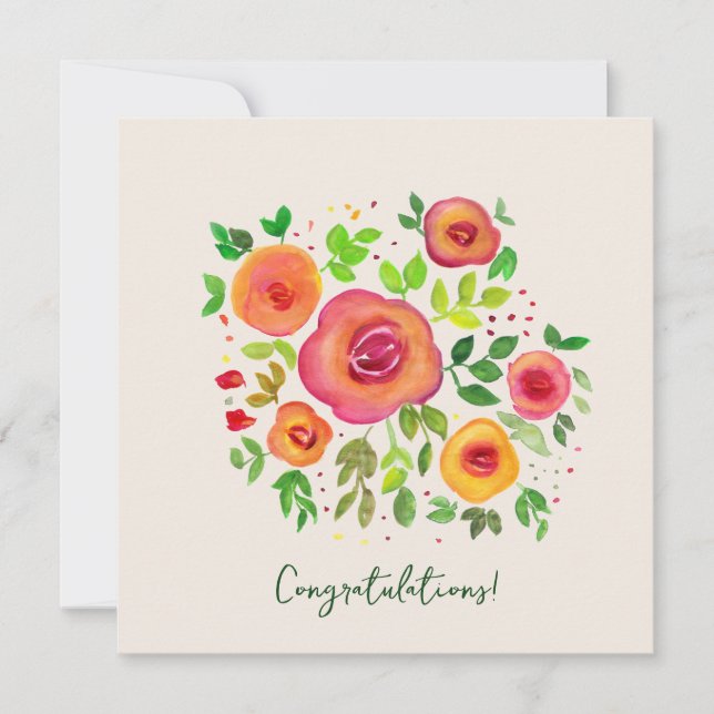 Flores Brillantes Floral Bouquet Felicitaciones (Anverso)