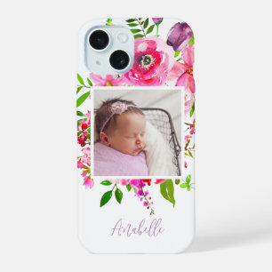 Flores Brillantes Monograma de Foto Personalizada