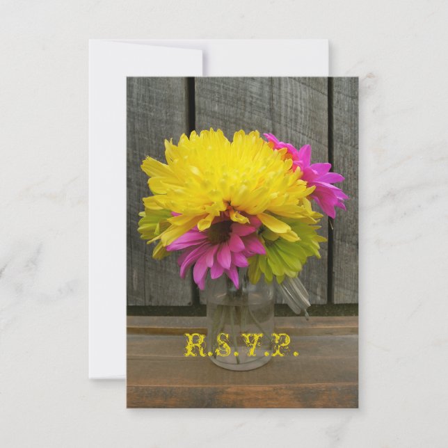 Flores brillantes y bodas de madera de pino RSVP (Anverso)