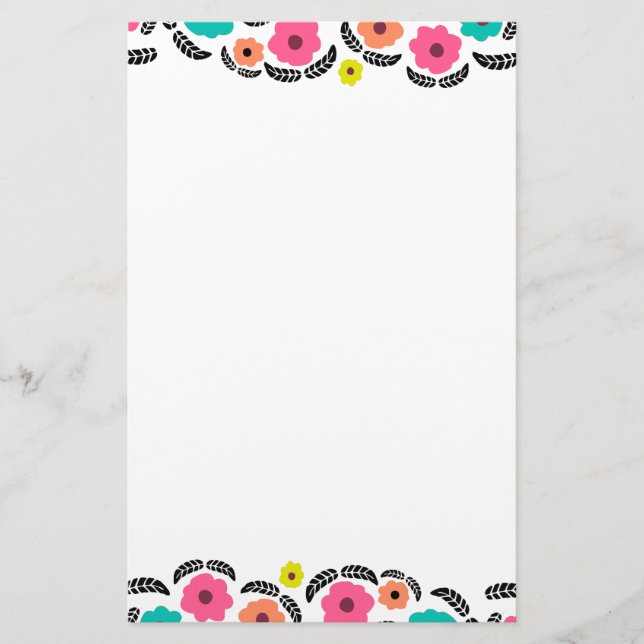 Flores brillantes y hojas negras modernas (Anverso)