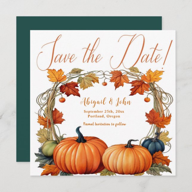 Flores/calabazas de otoño salvan el anuncio de la  (Anverso / Reverso)