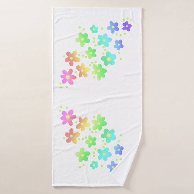 Flores caprichosas de arcoíris (Toalla de baño)