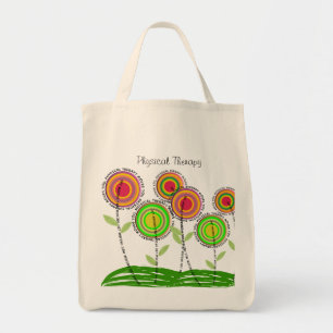 Flores caprichosas de la pinta de la bolsa de asas