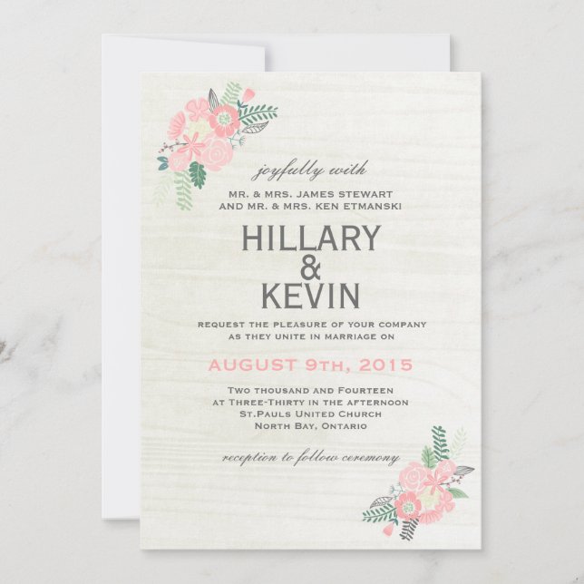 Flores caprichosas - Invitación a la boda (Anverso)