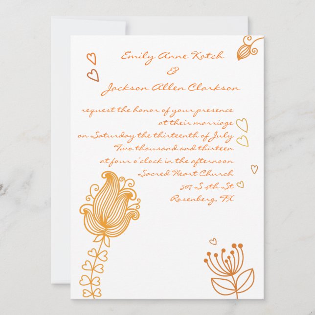 Flores caprichosas que casan la invitación - (Anverso)