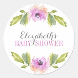 Flores cepilladas | Pegatina Baby Shower de acuare