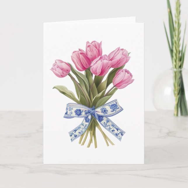 Flores Chinoiserie Ramo Floral Tarjeta De Felicita (Anverso)
