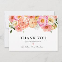Flores Cítricas Rosadas Tarjeta de Agradecimiento