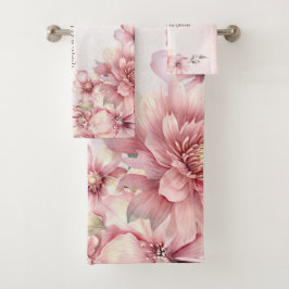 Flores color de agua rosa Purpurina brillante mode