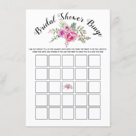 Flores color de agua rosa tarjeta de juego bingo d