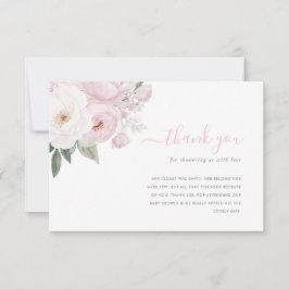 Flores color de agua rosada bebé ducha tarjeta de 