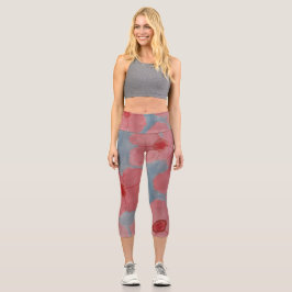 Flores color rosa dulce Capri Leggings