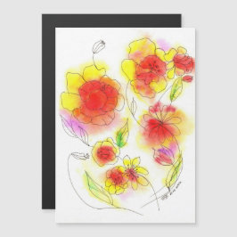 Flores coloreadas abstractas de color rojo y amari