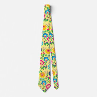 Flores coloridas, corbata de estilo amarillo claro
