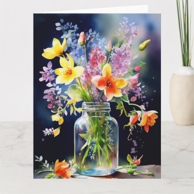 Flores Coloridas de Primavera Tarjeta (Anverso)