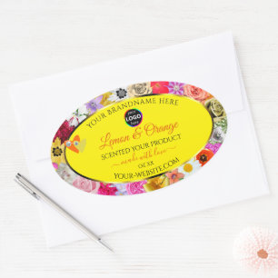 Flores coloridas Etiquetas de productos amarillos 