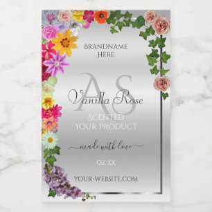 Flores coloridas Etiquetas de productos monogramad