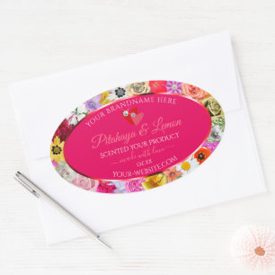 Flores coloridas Etiquetas de productos rosas Joya