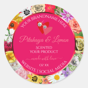 Flores coloridas Etiquetas de productos rosas Joya