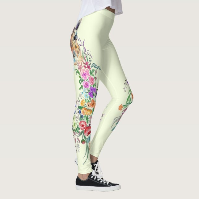 Flores coloridas Giraffe Leggings Spring Design (Derecha)