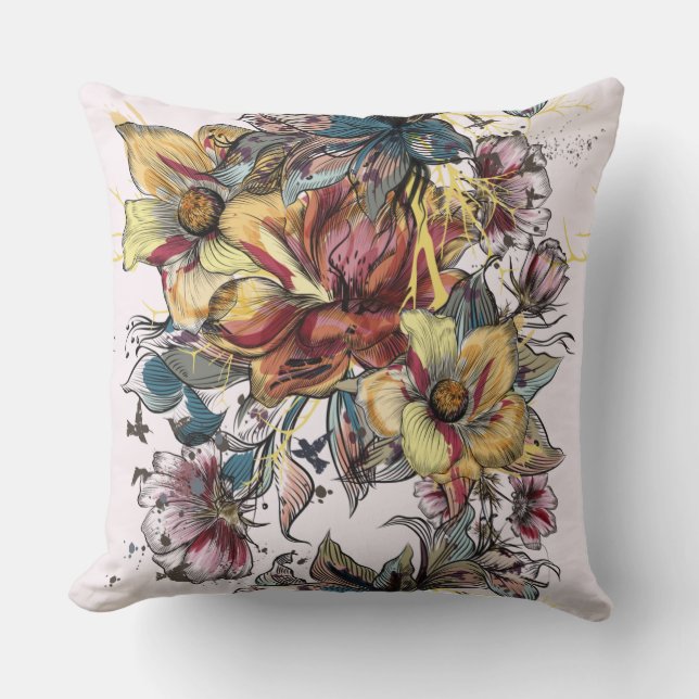 Flores coloridas lanzan almohadas (Anverso)