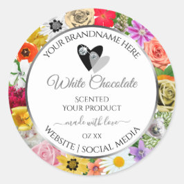 Flores coloridas Marco de etiquetas de producto bl