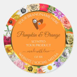 Flores coloridas Naranjas Etiquetas de producto co