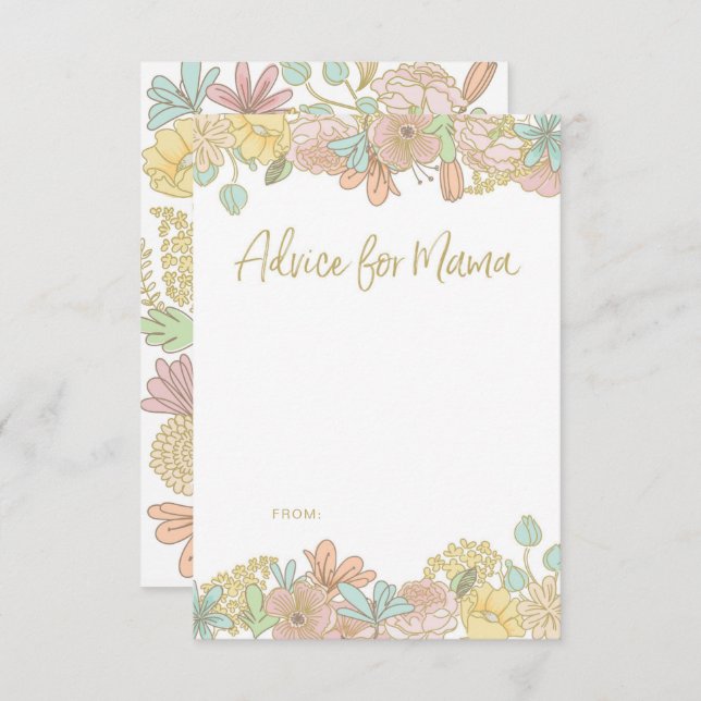 Flores coloridas Tarjetas Baby Shower Advice (Anverso / Reverso)