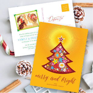 Flores Coloridas Y Brillantes Árbol De Navidad