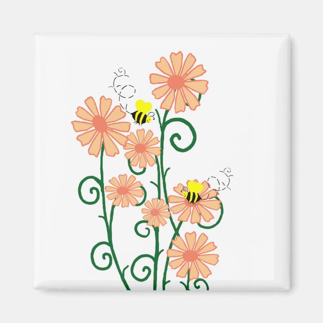 Flores con imán de abejas (Frente)