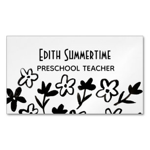 Flores con tarjeta de visita cuadrada de tinta