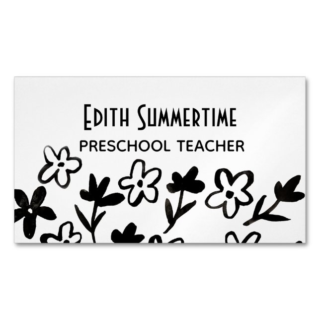 Flores con tarjeta de visita cuadrada de tinta (Anverso)