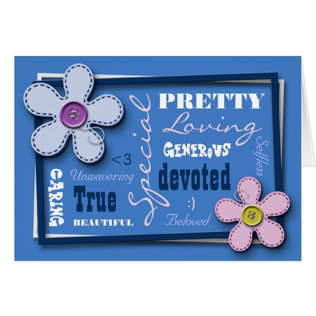 Flores con título Tarjeta de amor y apreciación az (Anverso (Horizontal))