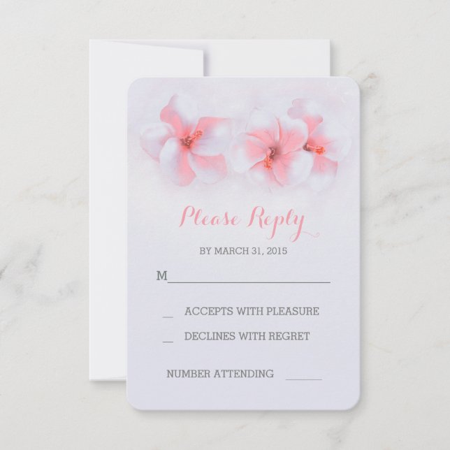 Flores corales en la playa boda tarjetas RSVP (Anverso)