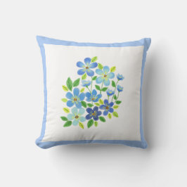 Flores cosmales azules / Cojín decorativo floral