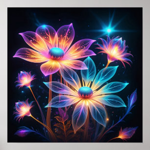 Flores cósmicas Poster de arte psicodélico