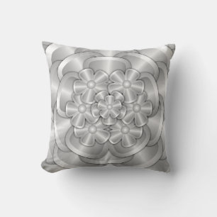 Flores cromadas - Cojín decorativo plateado