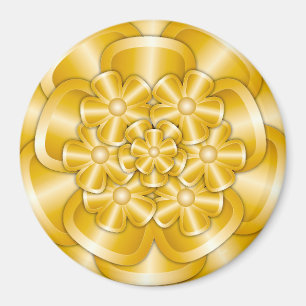 Flores cromadas - imán dorado