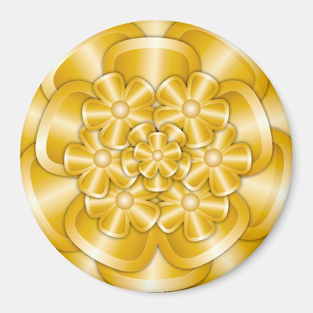 Flores cromadas - imán dorado (Frente)