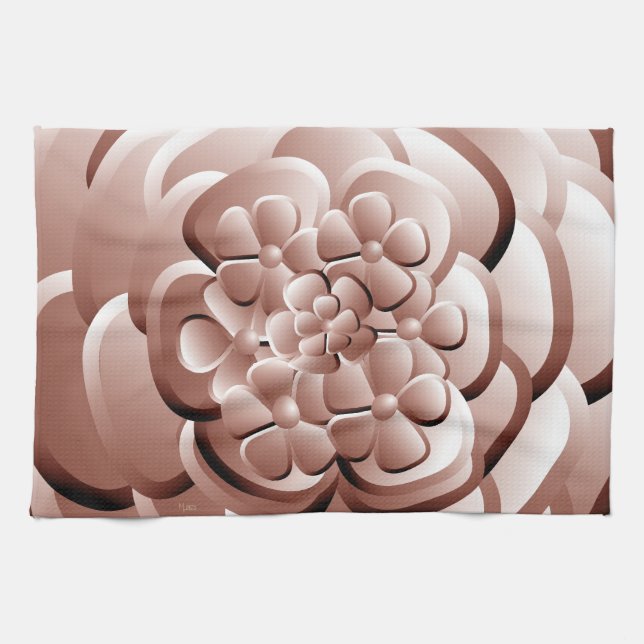 Flores cromadas - Toalla de cocina de cobre (Horizontal)