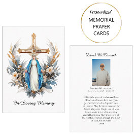 Flores cruzan la tarjeta de oración funeraria Virg