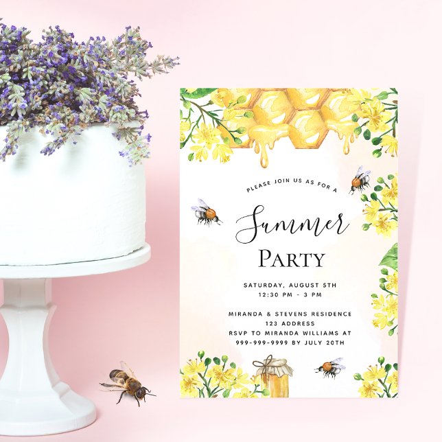 Flores de abejas miel invitación de verano (Subido por el creador)