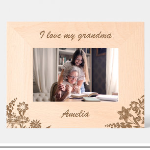 Flores de Abuela Cuta Marco de Madera Grabado