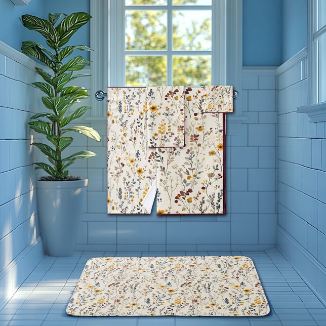 Flores de Acuarela Burgundy Amarillo Azul Verde (Subido por el creador)