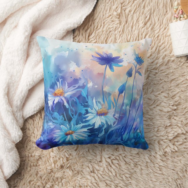 Flores de acuarela - Cojín decorativo floral (Manta)