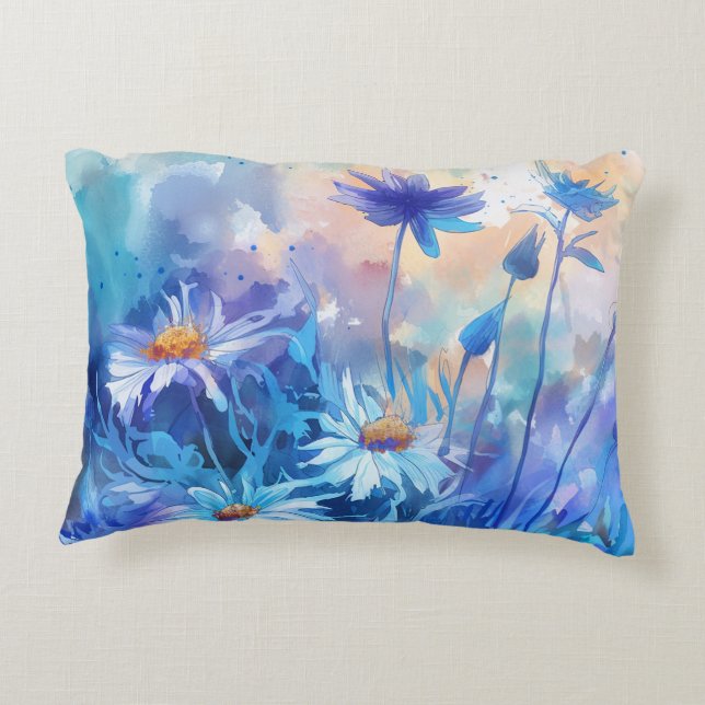 Flores de acuarela: Cojín decorativo floral de ace (Reverso)